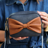 Sally Bow- Navy with Tan bow | LIV & MILLY