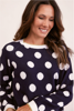 Cotton/ Cashmere LS Spot Sweater - Navy/Cream | Seesaw