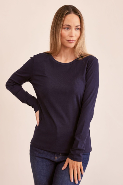 LS Ribbed Top - Navy | Seesaw