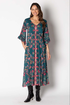 Barcelona Shirred Midi - Forest | Lula Soul