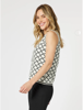 Clover Print Sleeveless Knit Top - Ivory/Black | Gordon Smith