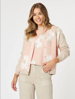 Pasadena Floral Print Knit Cardigan - Coral/Natural | Threadz