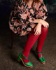 ‘Geo Red’ Merino Wool Tights | Tightology