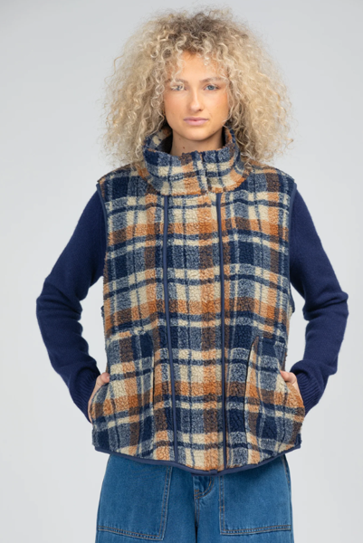 Alba Vest - Navy/Brown | Boom Shanker