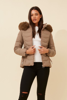 Faux Fur Puffer Jacket - Latte | Caroline K Morgan