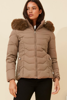 Faux Fur Puffer Jacket - Latte | Caroline K Morgan
