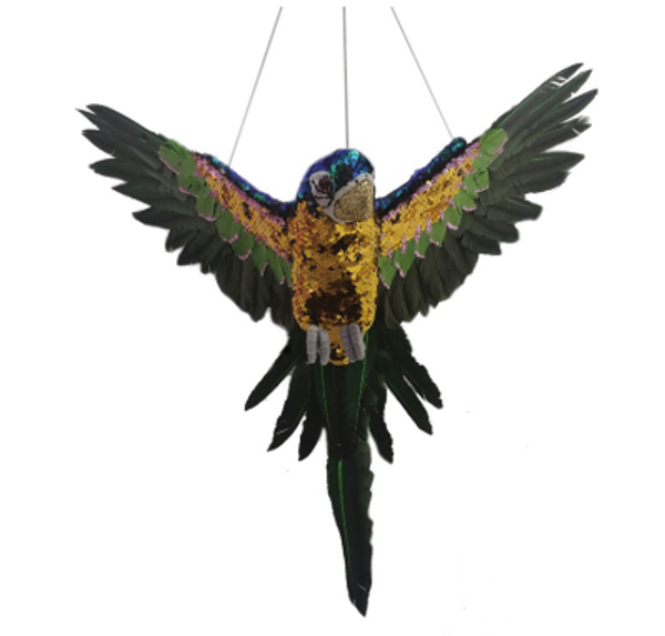 SEQUIN FLYING PARROT - GREEN | Christmas