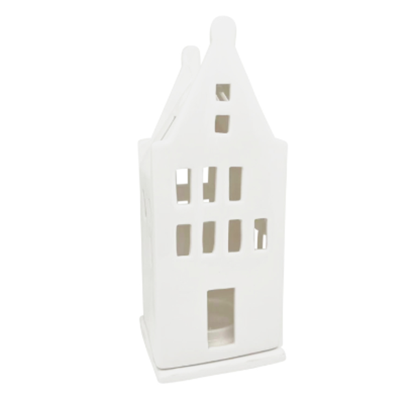 CERMIC WHITE HOUSE CANDLEHOLDER LARGE | Christmas