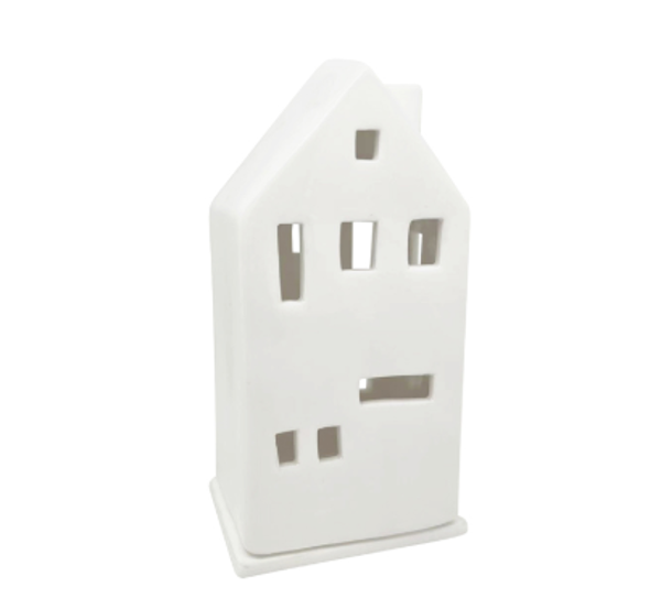 CERAMIC WHITE HOUSE TEALIGHT SMALL | Christmas