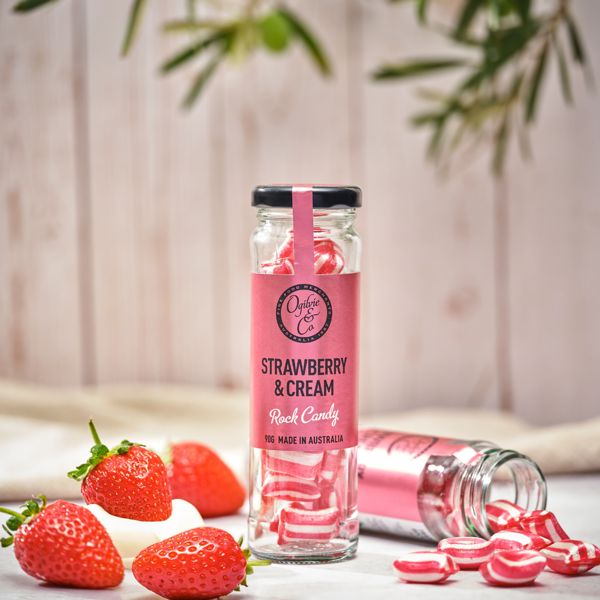 Strawberries & Cream Rock Candy | Ogilvie & Co