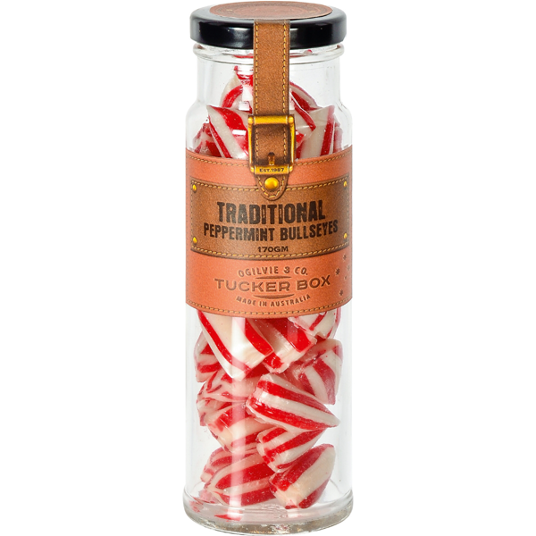 Peppermint Bullseyes Rock Candy | Ogilvie & Co