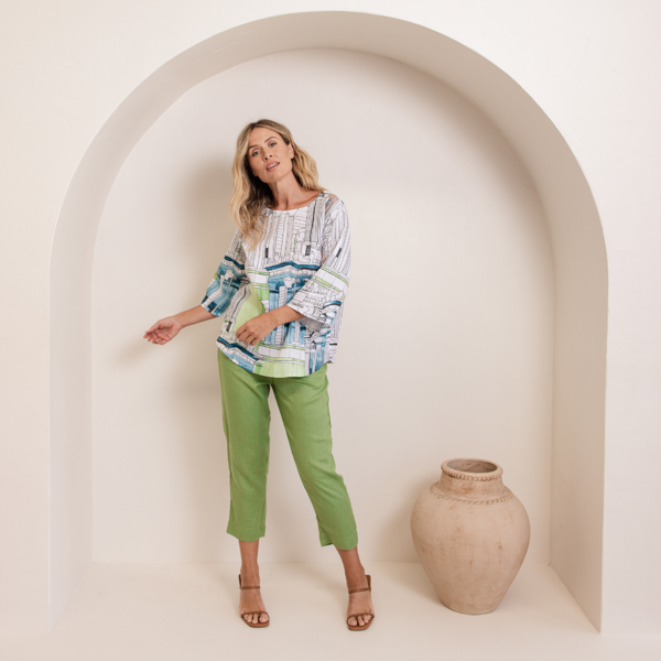 Flat Front 7/8 Pant - Pistachio | Seesaw