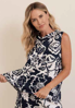 Cowl Neck Button Back Top - Vine Print Navy | Seesaw