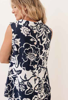 Cowl Neck Button Back Top - Vine Print Navy | Seesaw