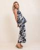 Cowl Neck Button Back Top - Vine Print Navy | Seesaw