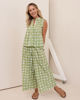 Shirred Waist Cotton Pant - Pistachio Spot | Seesaw