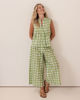 Shirred Waist Cotton Pant - Pistachio Spot | Seesaw