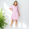 Skyler Stripe Shirt Dress - Pink White | Threadz