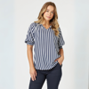 Harlequin Stripe Print Top - Navy/White | Threadz