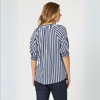 Harlequin Stripe Print Top - Navy/White | Threadz