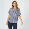 Harlequin Stripe Print Top - Navy/White | Threadz