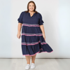 Ric Rac Tiered Dress - Navy | Threadz