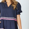 Ric Rac Tiered Dress - Navy | Threadz