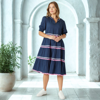 Ric Rac Tiered Dress - Navy | Threadz