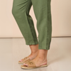 Sarah Linen Pleat Hem Pant - Khaki | Gordon Smith