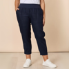 Sarah Linen Pleat Hem Pant - Navy | Gordon Smith