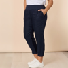 Sarah Linen Pleat Hem Pant - Navy | Gordon Smith