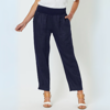 Sarah Linen Pleat Hem Pant - Navy | Gordon Smith