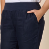 Sarah Linen Pleat Hem Pant - Navy | Gordon Smith