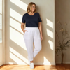 Sarah Linen Pleat Hem Pant - White | Gordon SmitH