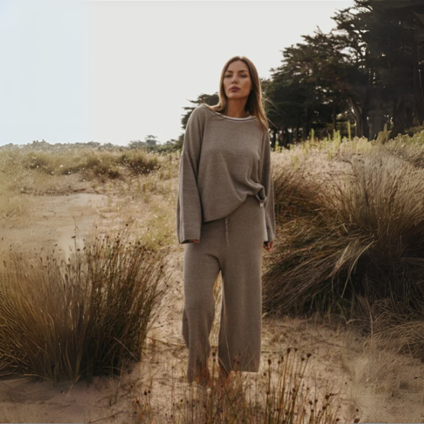 Retreat Cotton Twist Full Length Pant - Vintage Khaki x Silver | Talamaya