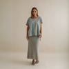 Shoreline Fine Slub Cotton T-Shirt - Thyme | Talamaya