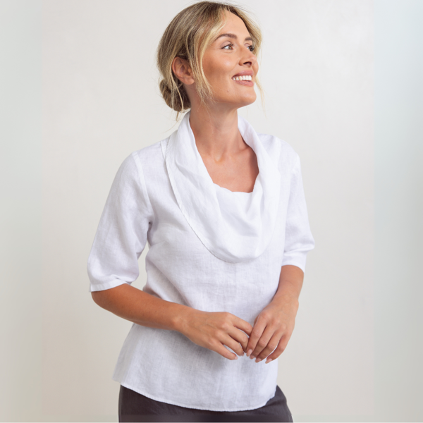 Cowl Neck Top - White | Seesaw