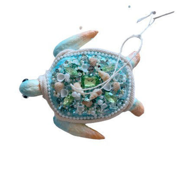 POLY HANGING AQUA CORAL TURTLE | Christmas