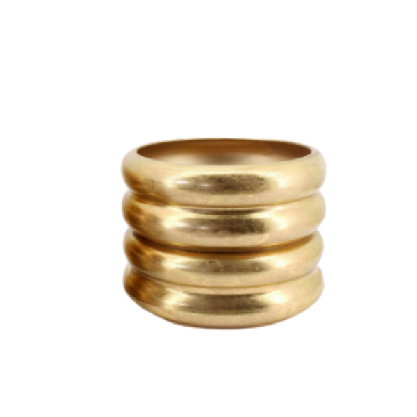 METAL RIBBED TREE POT GOLD- SMALL | CHRISTMAS