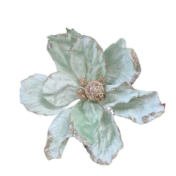 CLIP ON VELVET MAGNOLIA - MINT | Christmas