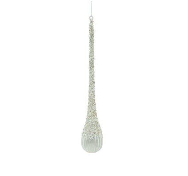 GLASS WHITE ICICLE DEC - LARGE | Christmas