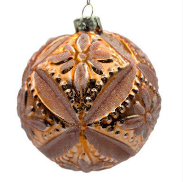 GLASS BAUBLE 10CM - CORAL CROSS | Christmas