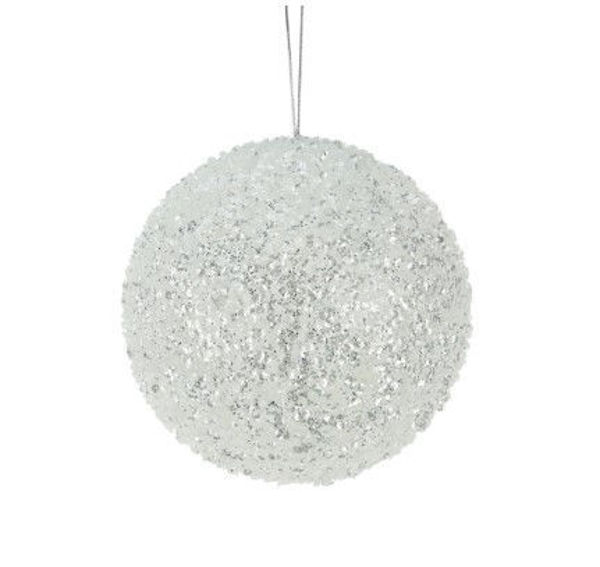 STYRO BEADED SEQUIN BALL- WHITE LARGE | Christmas
