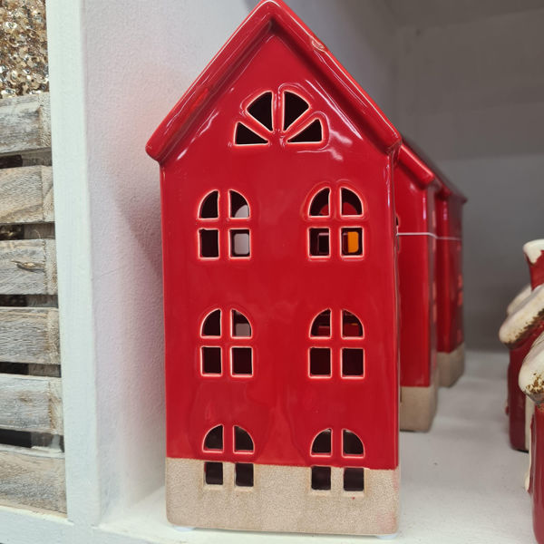 CERAMIC LEG HOUSE- RED/NATURAL| LARGE 21CM
