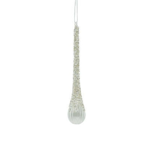 GLASS WHITE ICICLE DEC - SMALL | Christmas