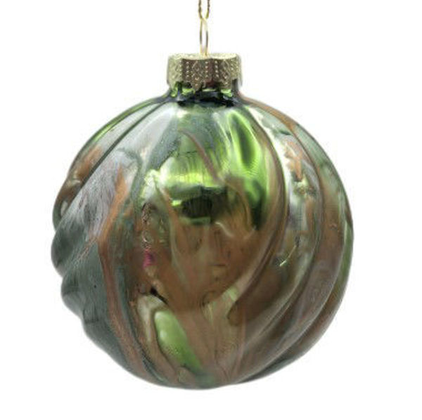 GLASS BAUBLE - GREEN & RED | 10CM