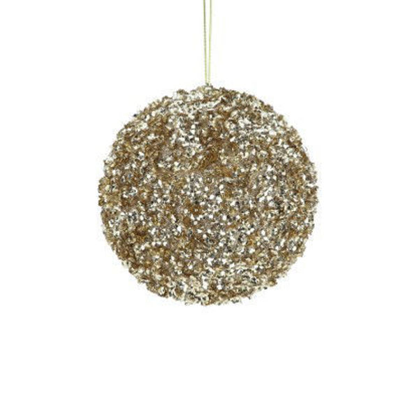 STYRO BEADED SEQUIN BALL- CHAMPAGNE  | MEDIUM 15CM