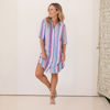 Linen Shirtmaker Dress - Denim/Pink Multi Stripe | Seesaw