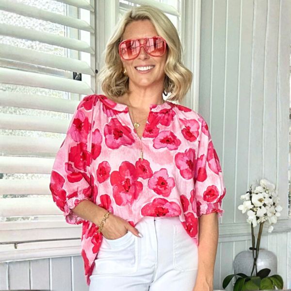 Pink Poppy Floral Blouse | Threadz