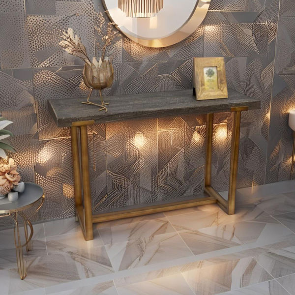 Lustre Emporium Console Table | Distressed Black & Gold